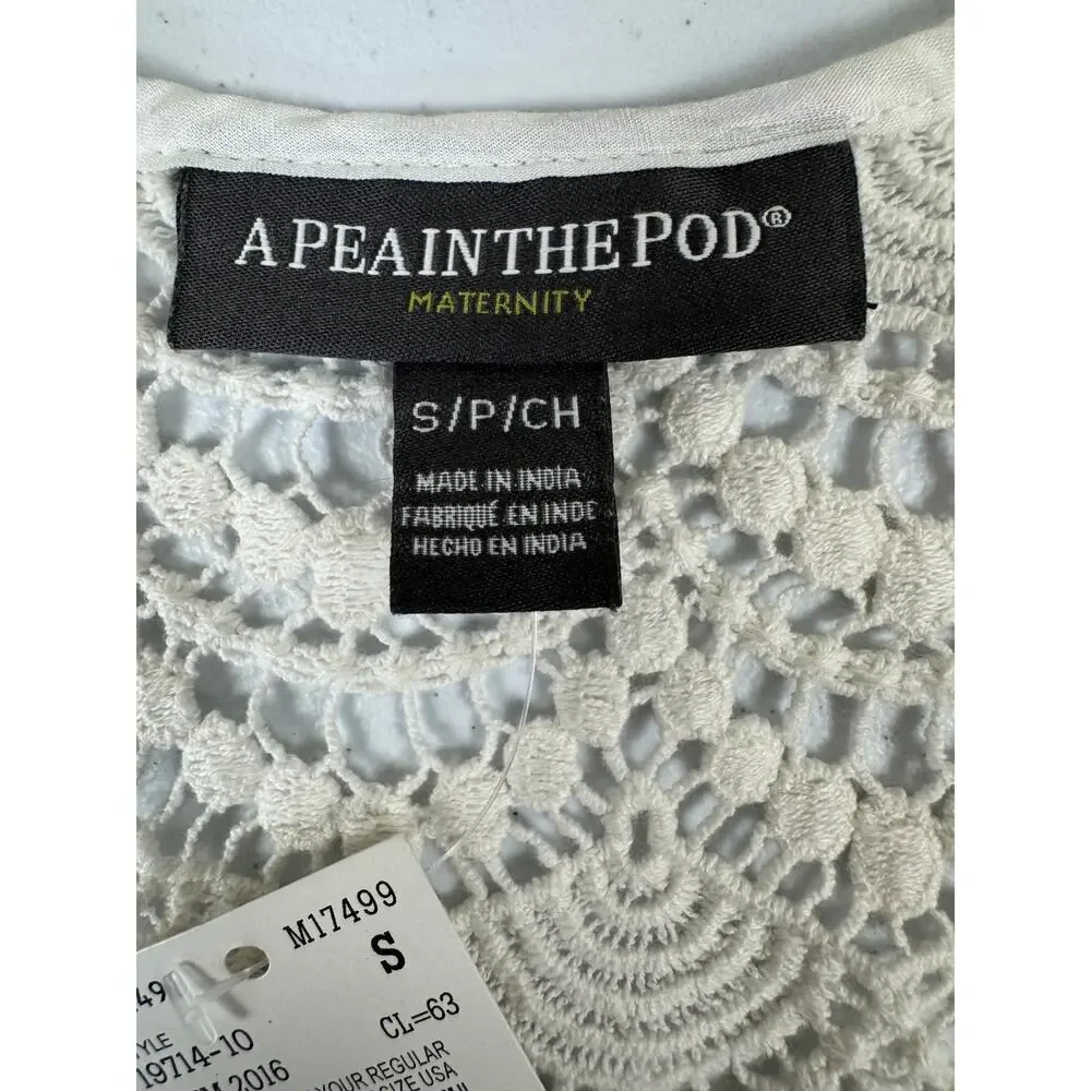 A Pea in the Pod Maternity White‎ Lace Swim Cover Up Small Boho Beach
